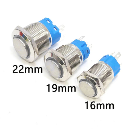 5 pcs Metal Push Button Switch Waterproof Momentary Latching 16mm 19mm 22mm Ring Lamp   LED Light 5V 6V 12V 24V 220V Red Blue