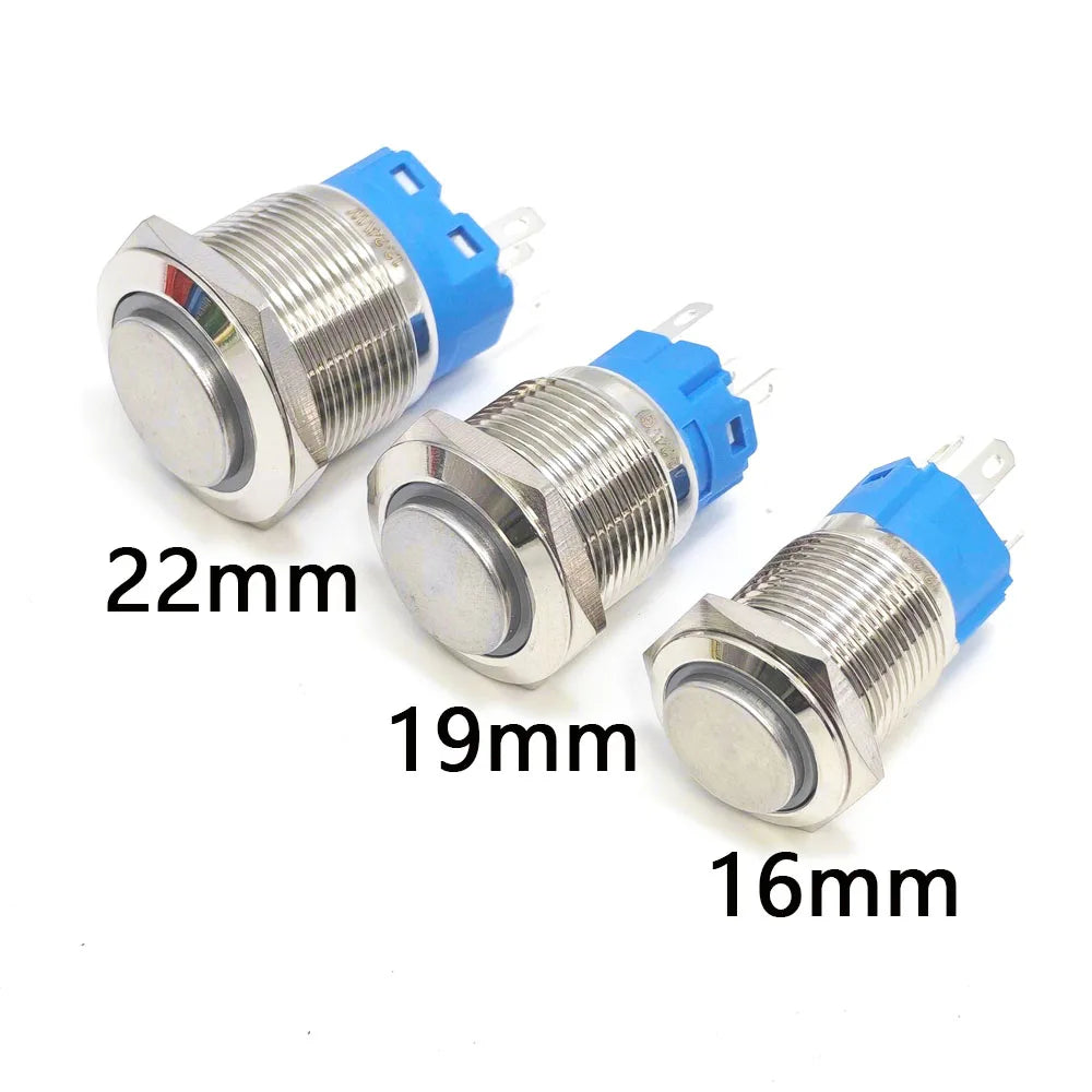 5 pcs Metal Push Button Switch Waterproof Momentary Latching 16mm 19mm 22mm Ring Lamp   LED Light 5V 6V 12V 24V 220V Red Blue