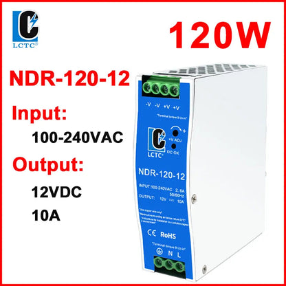 LCTC Switching Power Supply NDR-75W 120W 240W 480W Industrial DIN Rail 12V 24V 48V AC/DC Single Output Power Transformer