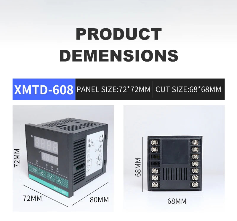 XMTD-608 PID Time Temperature Controller 1300℃ Digital Display Thermoregulator Thermostat 85-265vac with 0-9999min Timer Control