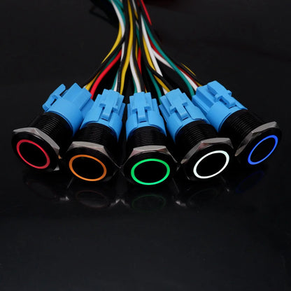 5pcs 16mm 19mm 22mm Metal Push Button Switch Momentary Latching Led Light Flat Head Red Blue Green Yellow White 5V 12V 24V 220V