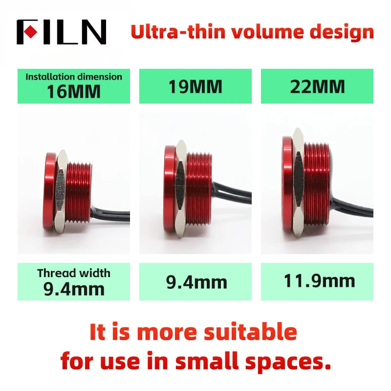 FILN Piezo Push Button Switch Waterproof IP68 16mm 19mm 22mm Industrial Medical Marine  Protection Pulse Output Touch Switch
