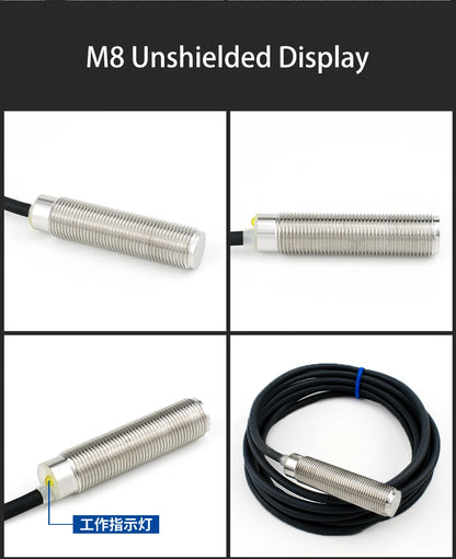 Cloweit M8/M12 All Metal Encapsulated Proximity Switch Sensor Inductive Three Wire NPN Normally Open