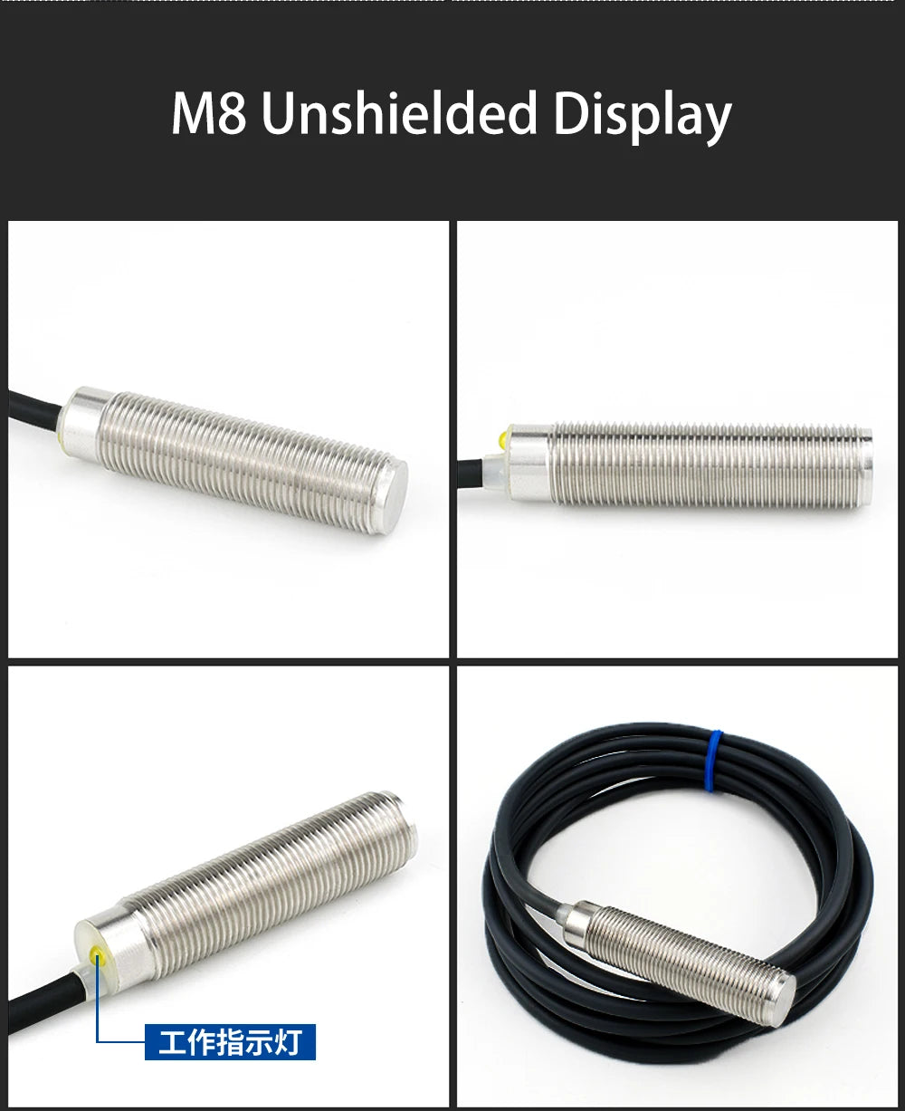 Cloweit M8/M12 All Metal Encapsulated Proximity Switch Sensor Inductive Three Wire NPN Normally Open