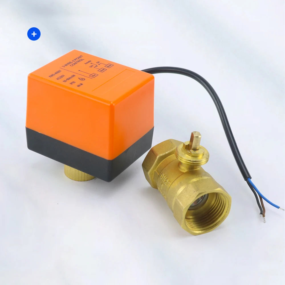 Válvula de Bola Motorizada de Latón 2 Vías 1/2"-1" (DN15/DN20/DN25), 3 Hilos, 12VDC/220VAC