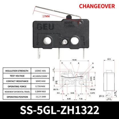 10/50/100PCS SS-5Gl NO/NC/Changeover  Subminiature Micro Switch, 2-Terminal  Pre-Wired 3-Terminal Micro Limit Switch