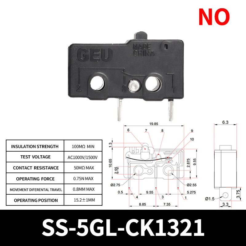 10/50/100PCS SS-5Gl NO/NC/Changeover  Subminiature Micro Switch, 2-Terminal  Pre-Wired 3-Terminal Micro Limit Switch