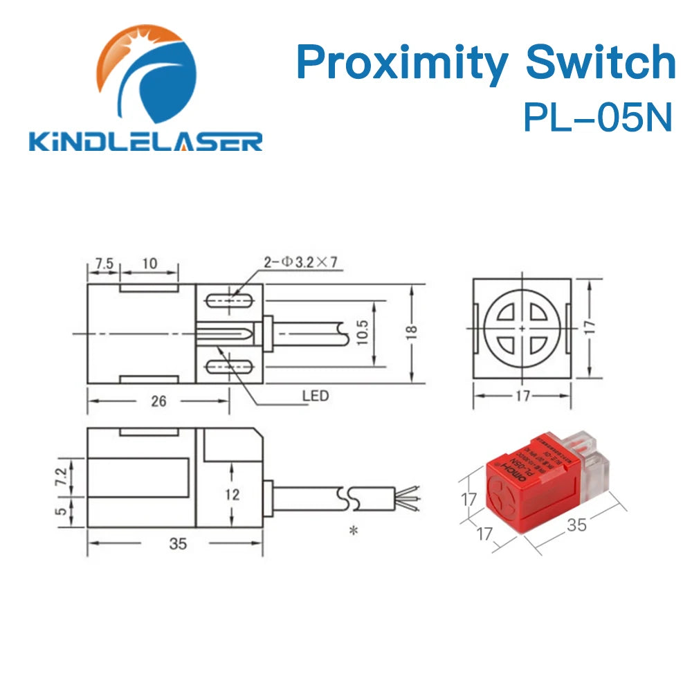 KINDLELASER Inductive Proximity Sensor Switches PL-05N 5mm NPN Out DC10-30V Normal Open NEW for Laser Cutting Machine