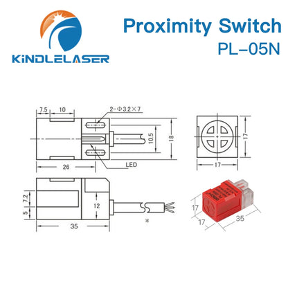 KINDLELASER Inductive Proximity Sensor Switches PL-05N 5mm NPN Out DC10-30V Normal Open NEW for Laser Cutting Machine