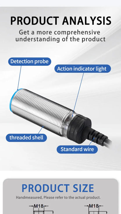 BXUAN M18 Inductive Proximity Switch Sensor Flush DC 10-30V AC90-250V NPN PNP NO NC output