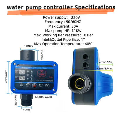 GS Pro Intelligent Pressure Controller for Water Pump 0-10bar 2.2KW SUPPLY G1 Thread Easy Operation Pump Switch for Building Pip