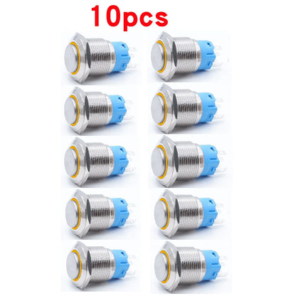 10pcs 16mm 19mm 22mm Metal Push Button Switch with Fixed PC Power Supply Switches Car Engine Momentary Latching LED 5v 12v 220v