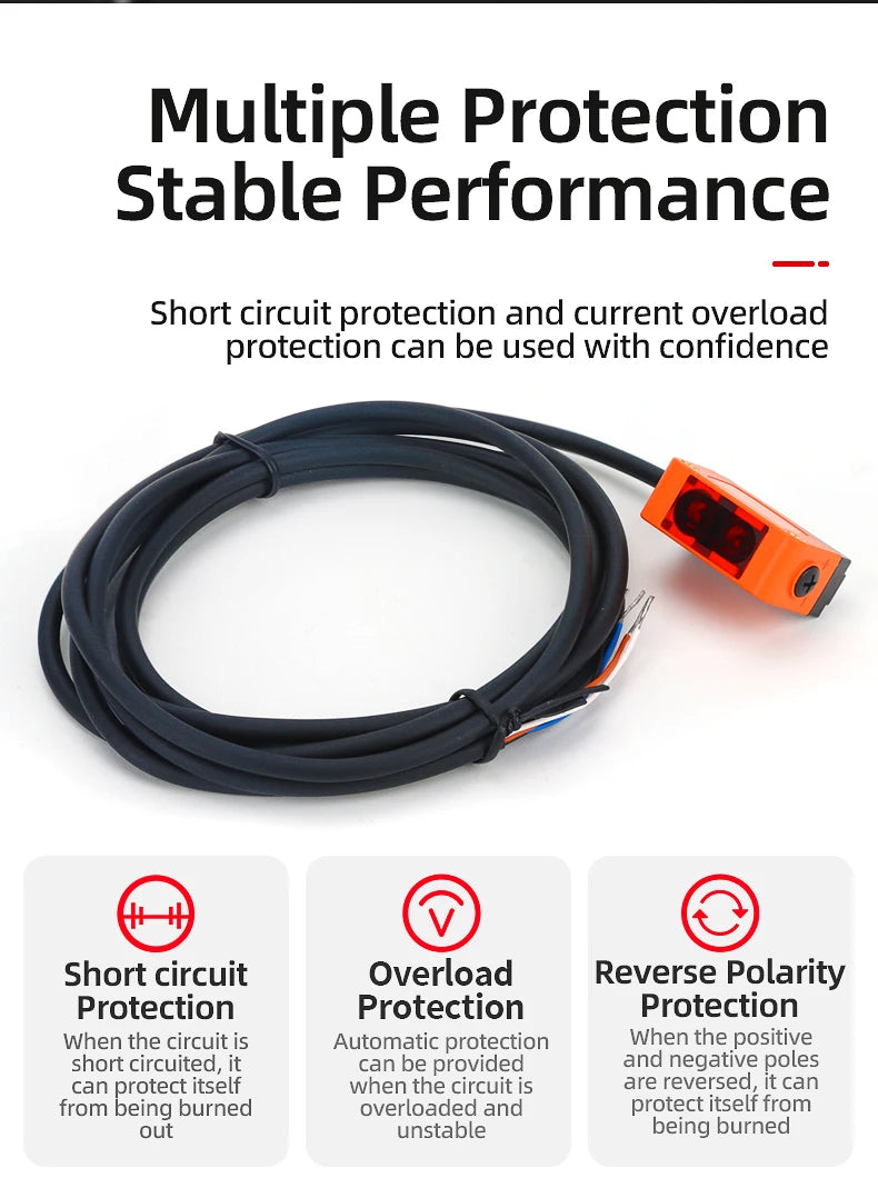 10-300mm Sensing Distance Infrared Diffuse Reflection BackgroundPNP/NPN NO/NC IP67 Optical Sensor DC10-30V Adjustable