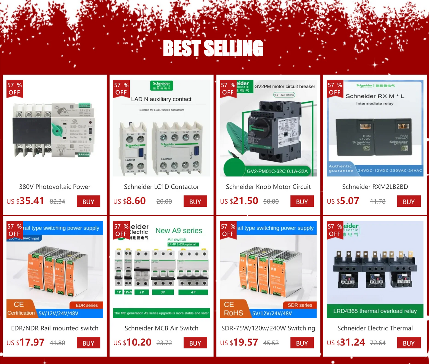 Schneider-Industrial Electrical Control Equipment, AC Contactors, LC1D Series, BC7, F7C, M7C, Q7C, 24V, 110V, 220V, 380V