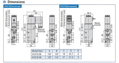 4v210-08 Original AirTac Brand Pneumatic Electric Solenoid Valve Directional Control Air Magnetic Valve DC 12V 24V 220V 4v210