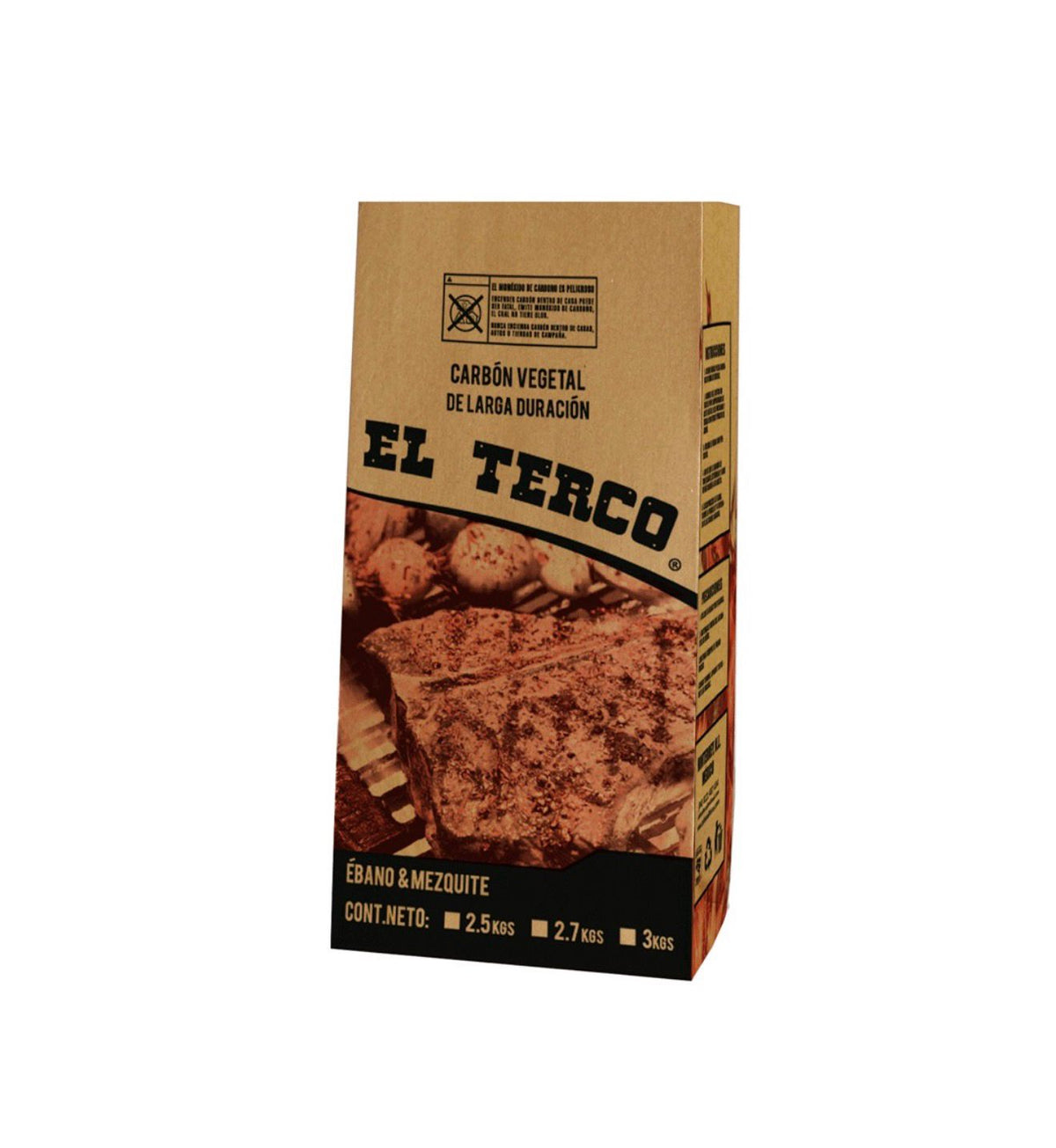 Bolsa para carbón El Terco 3 kg kraft capa sencilla, impresa a 2 tintas